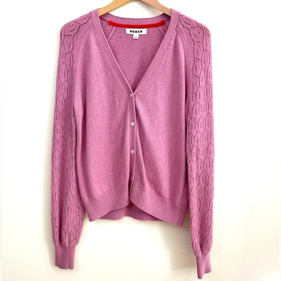 Boden Pointelle Sleeve Cardigan, Wool, Cotton & Cashmere blend - Picture 7 of 16